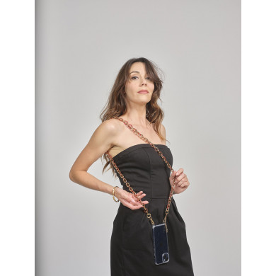 Chaîne maillons S 122cm Marseille - Rouge pailleté & or