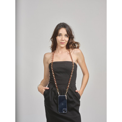 Chaîne maillons S 122cm Marseille - Rouge pailleté & or