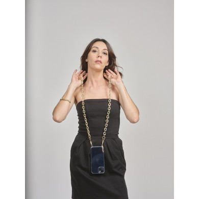 Chaîne maillons S 122cm Marseille - Vert, rose & or