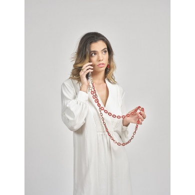 Chaîne maillons S 122cm Marseille - Rouge & or