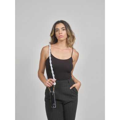 Chaîne maillons M 120cm Tokyo - Blanc translucide