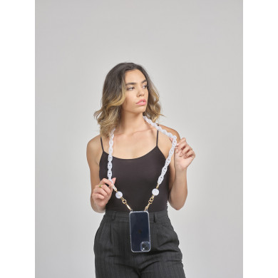 Chaîne maillons M 120cm Tokyo - Blanc translucide