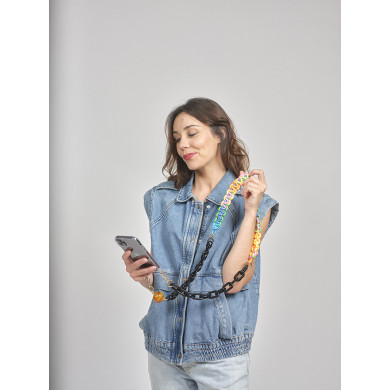 Chaîne triple maillons M 125cm Rome - Noir & multicolore