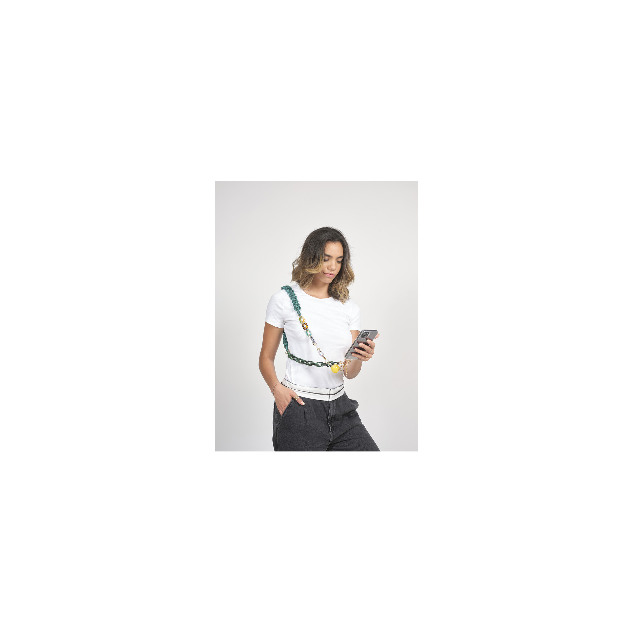 Chaîne triple maillons M 125cm Rome - Nuances de vert