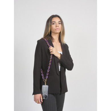 Chaîne maillons M 120cm Montréal - Violet & or