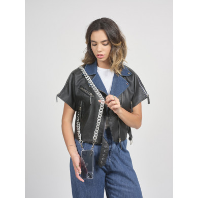 Chaîne maillons S effet métal 120cm Helsinki - Argent