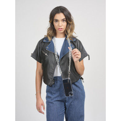 Chaîne maillons S effet métal 120cm Helsinki - Argent