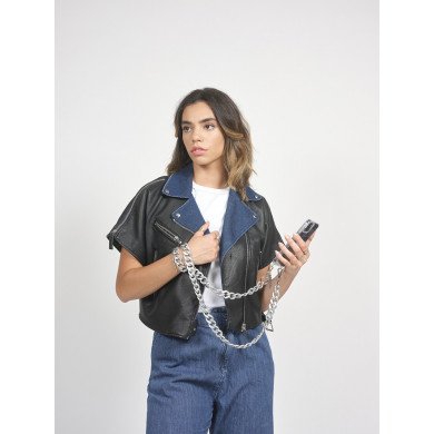 Chaîne maillons S effet métal 120cm Helsinki - Argent