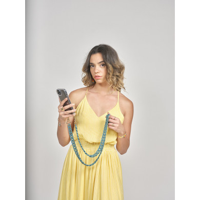 Chaîne maillons S finiton mat 120cm Nairobi - Bleu canard