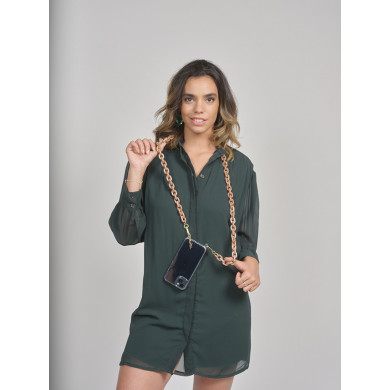 Chaîne maillons S 120cm New-York - Vieux rose