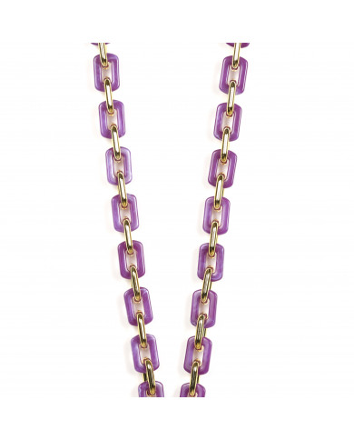 Chaîne maillons M 120cm Montréal - Violet & or