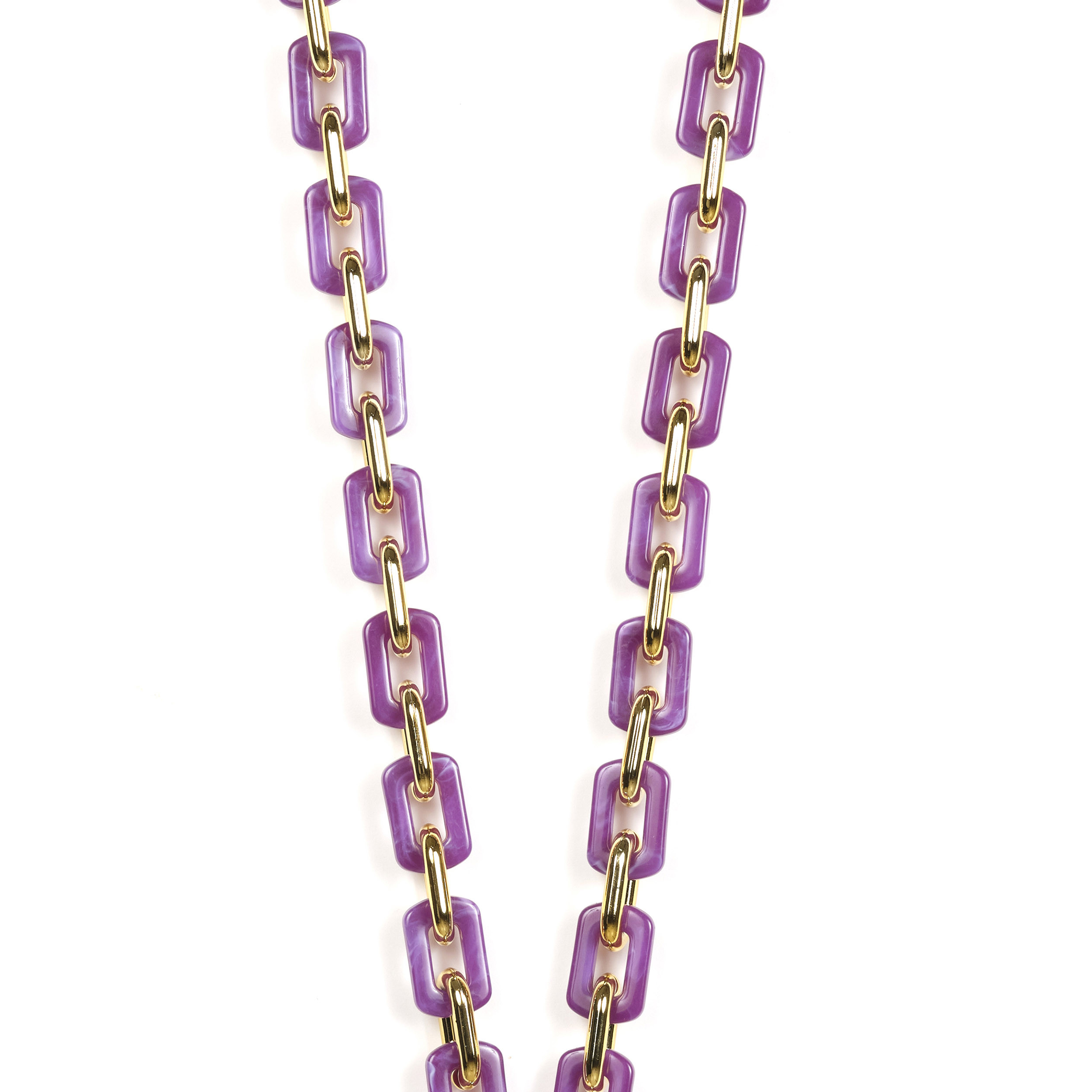Chaîne maillons M 120cm Montréal - Violet & or
