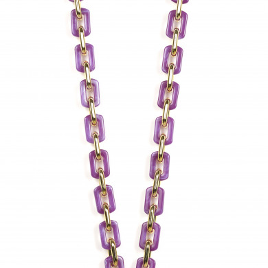 Chaîne maillons M 120cm Montréal - Violet & or