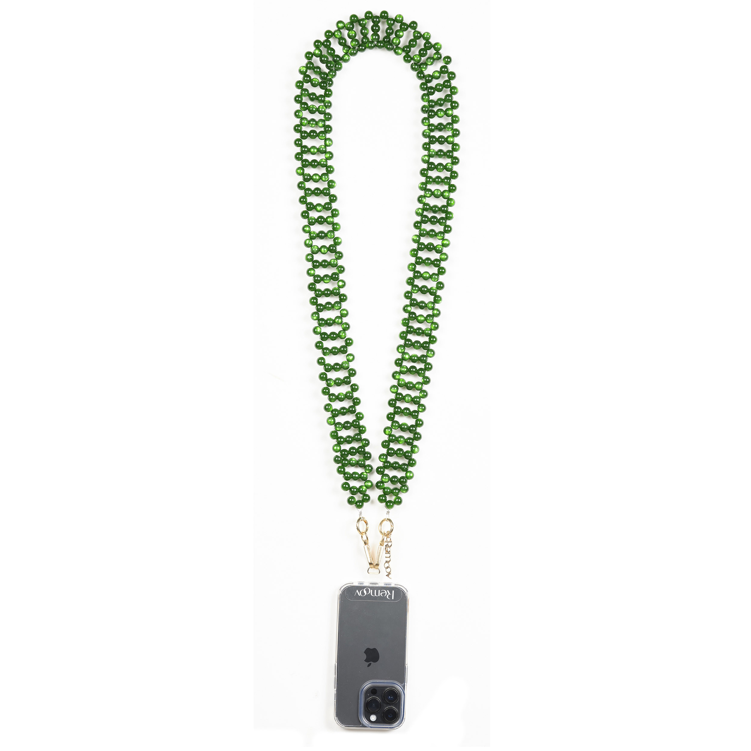 Chaîne bandoulière perles M 120cm Rio - Vert