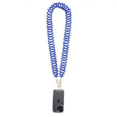 Chaîne bandoulière perles M 120cm Rio - Bleu électrique