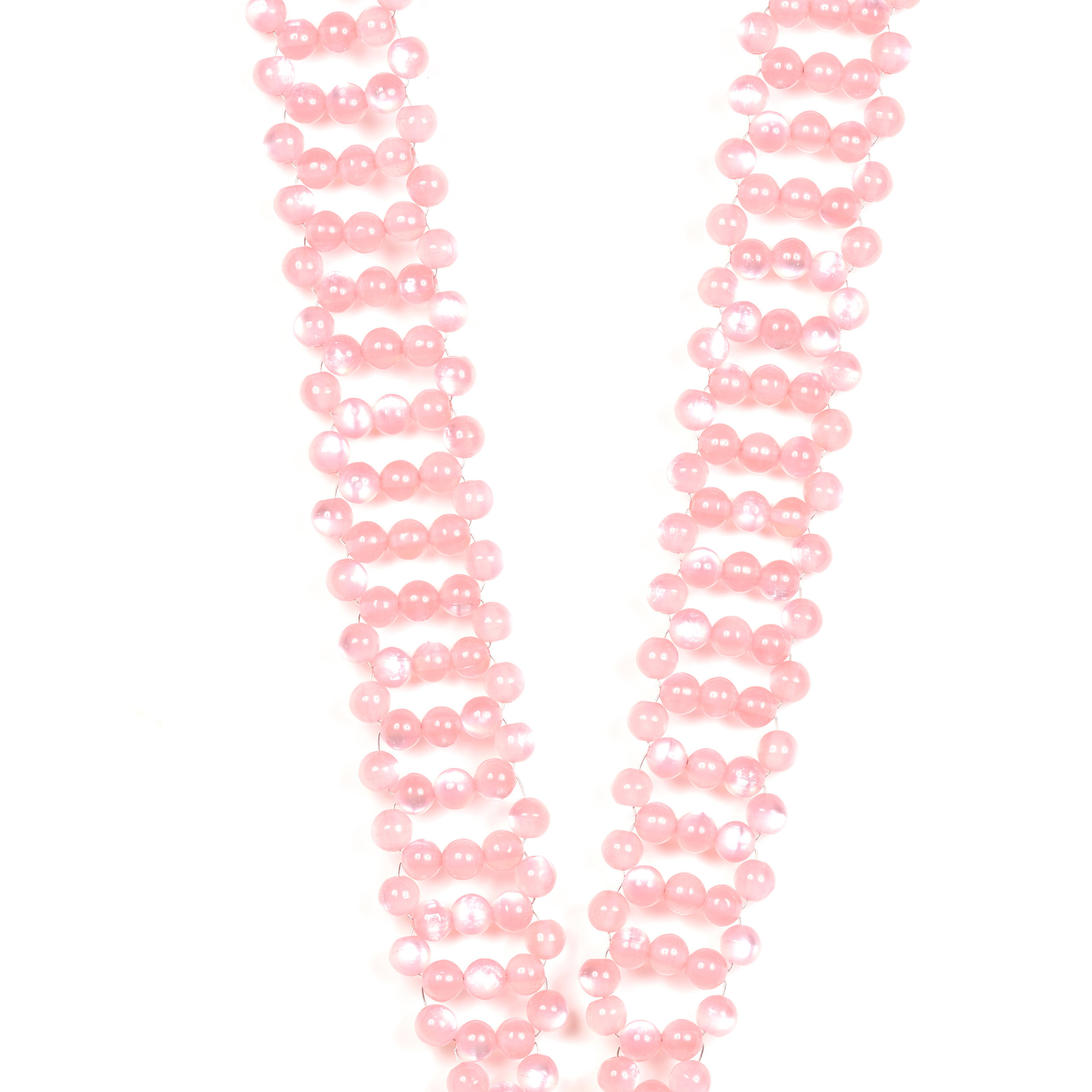 Chaîne bandoulière perles M 120cm Rio - Rose