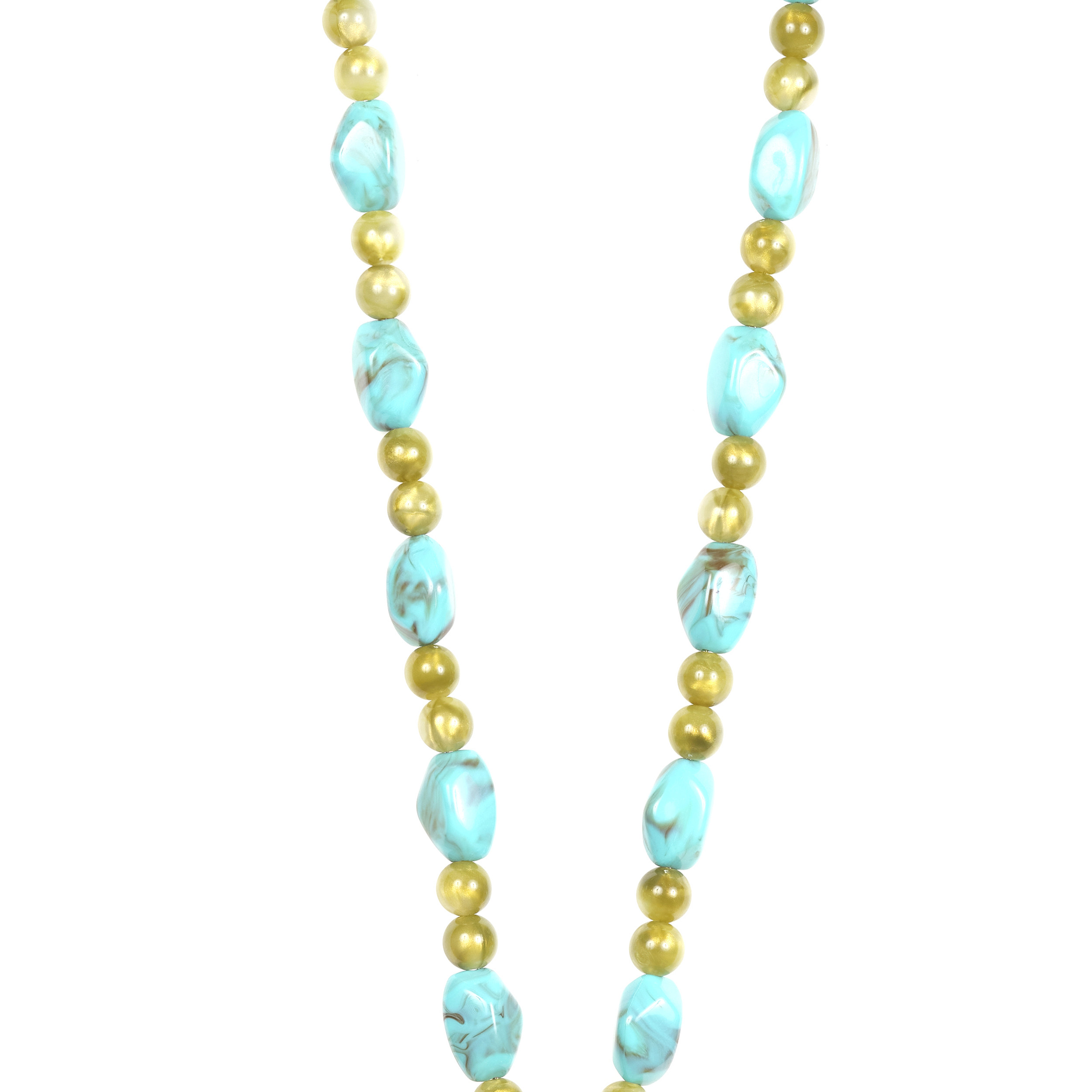 Chaîne perles 120cm Vancouver - Bleu turquoise & vert