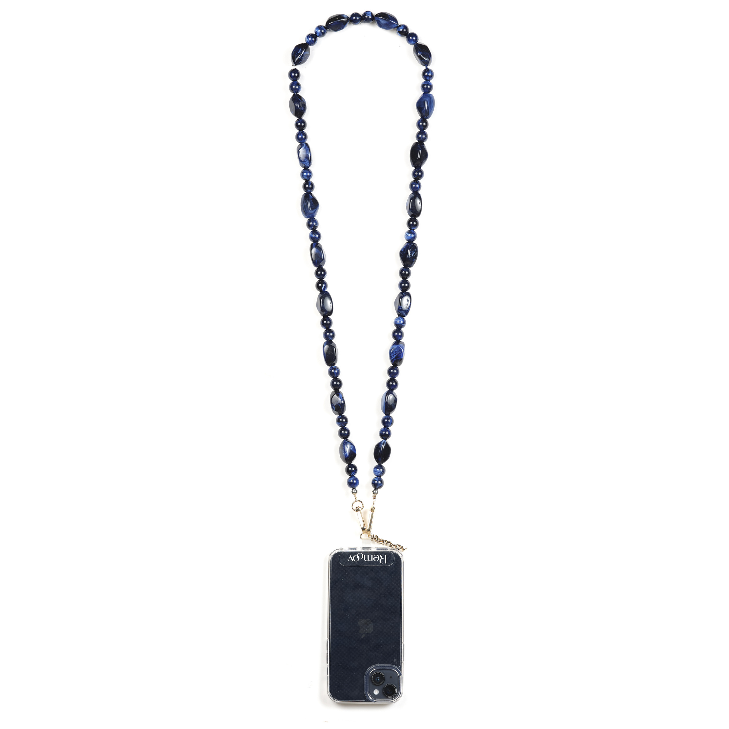 Chaîne perles 120cm Vancouver - Bleu nuit