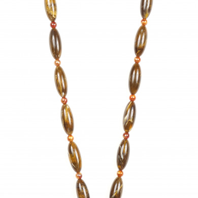 Chaîne perles M 123cm Phoenix - Marron