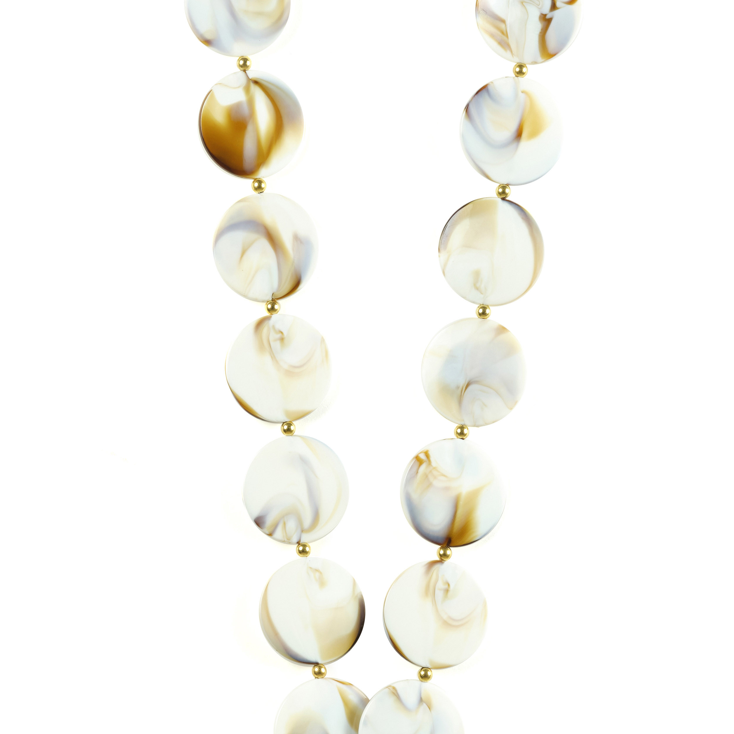 Chaîne perles L 123cm Milan - Beige