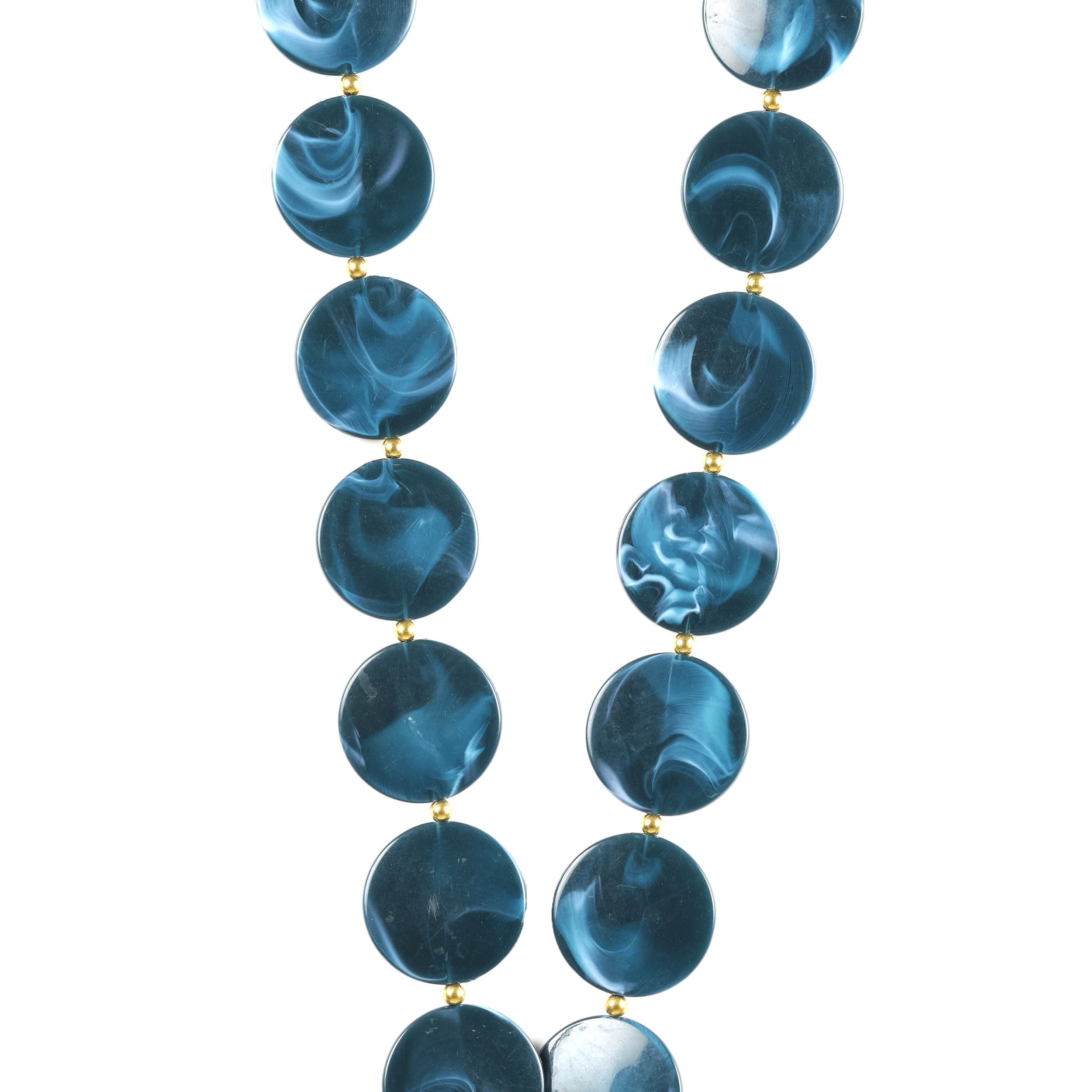 Chaîne perles L 123cm Milan - Bleu canard