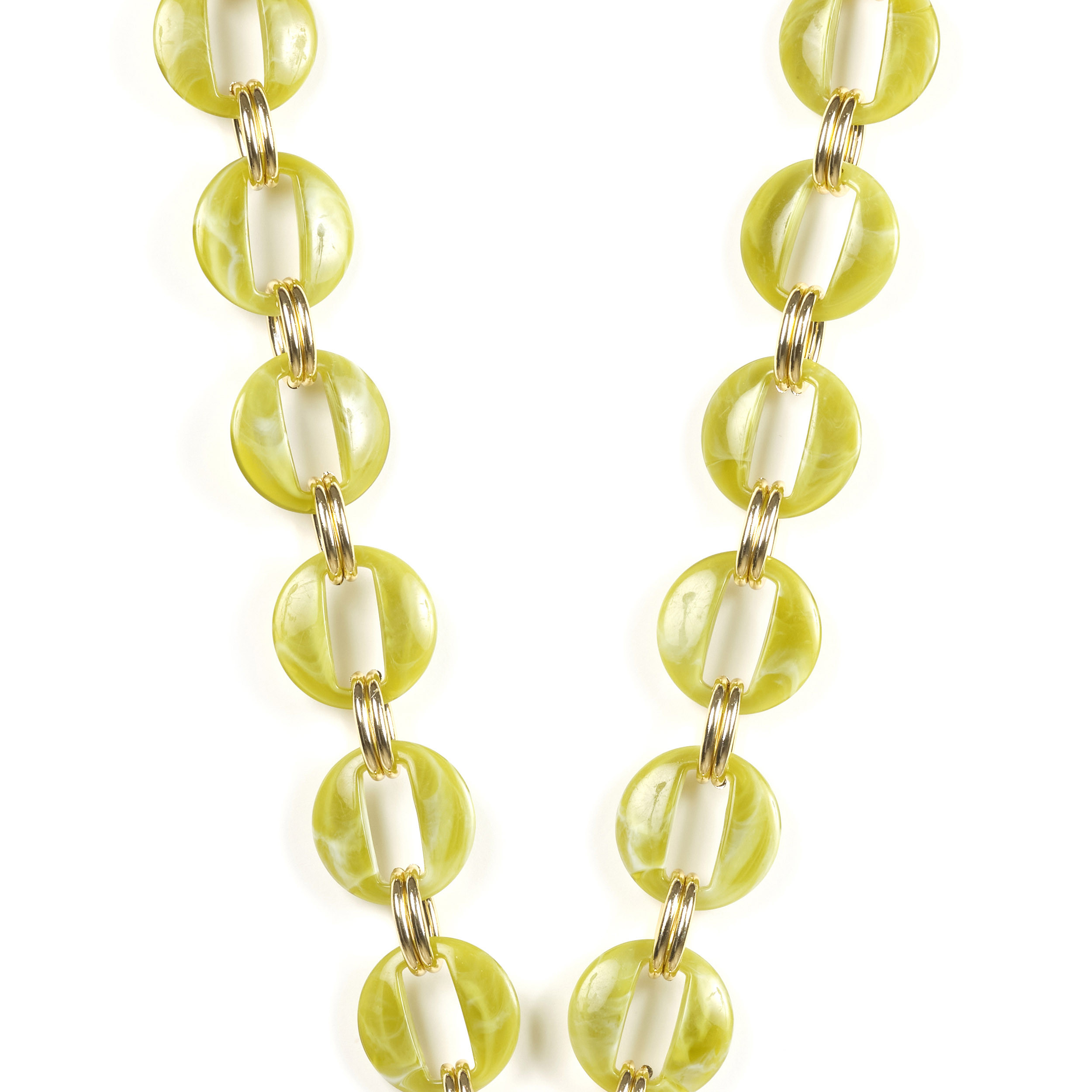 Chaîne maillons L 120cm Sofia - Vert anis & or