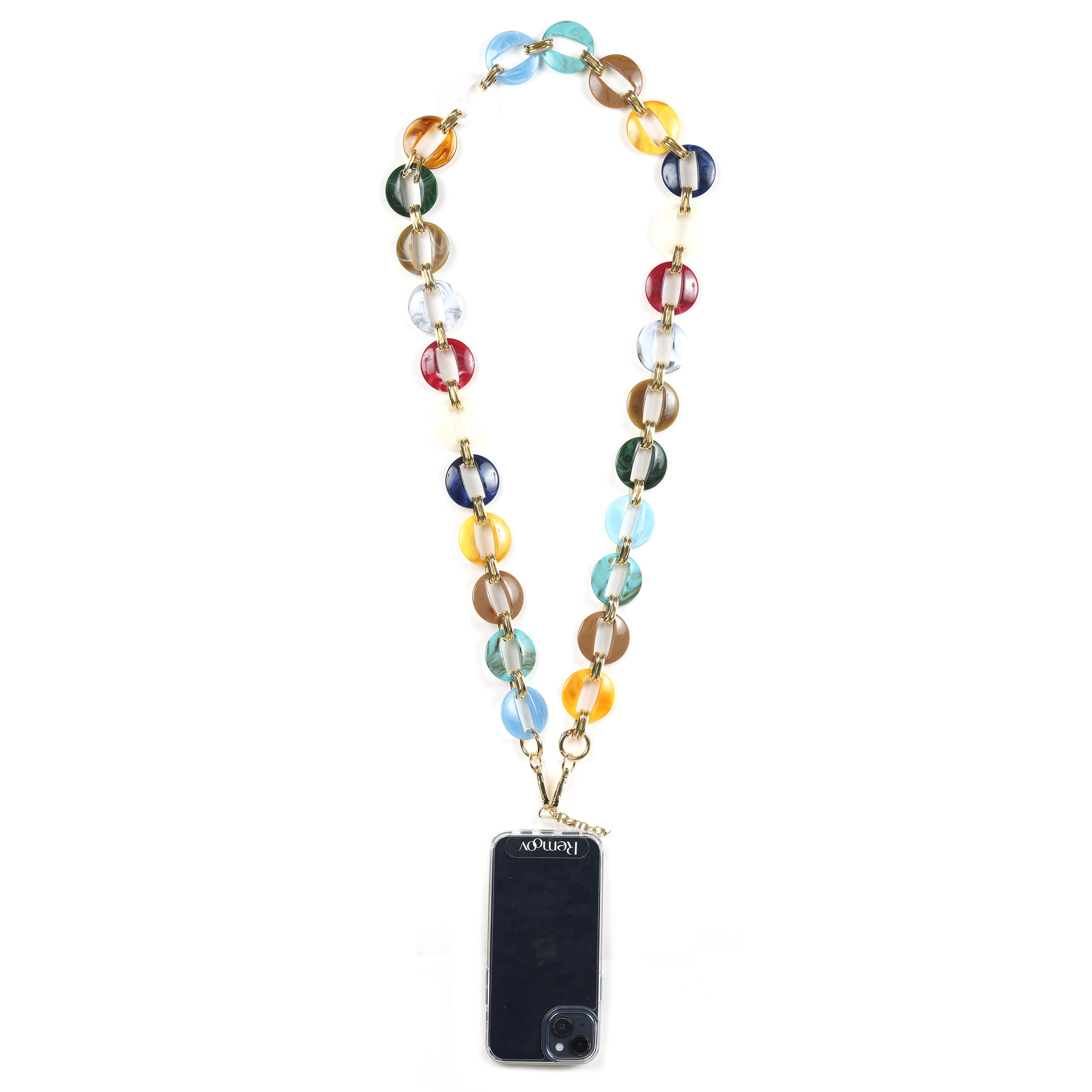 Chaîne maillons L 120cm Sofia - Multicolore & or