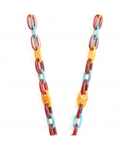Chaîne maillons L 124cm Charlotte - Multicolore rouge