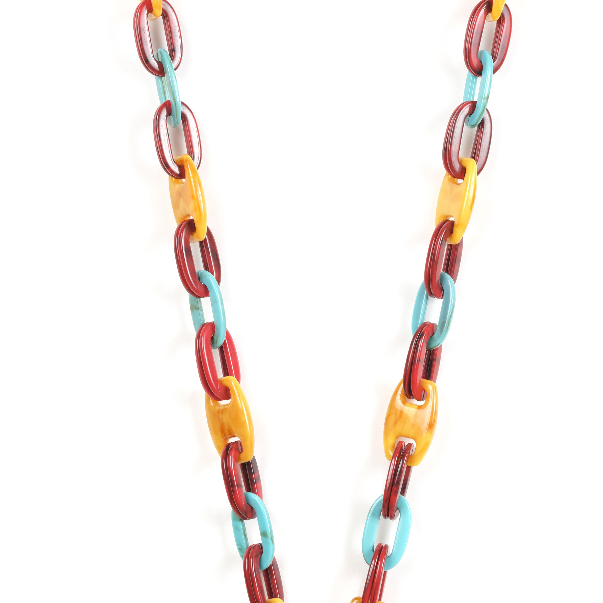 Chaîne maillons L 124cm Charlotte - Multicolore rouge