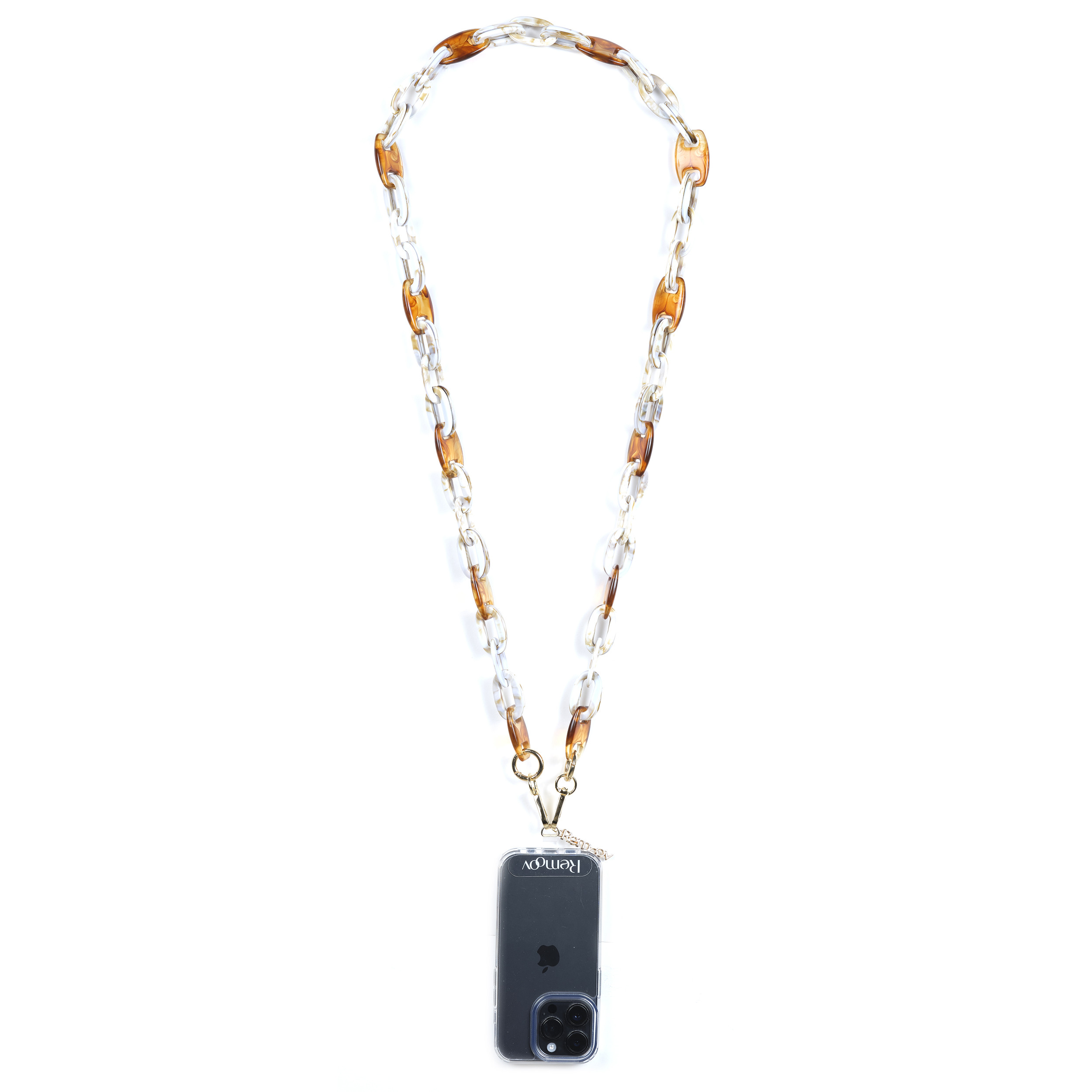 Chaîne maillons L 124cm Charlotte - Marron