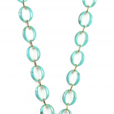 Chaîne maillons L 120cm La Havane - Bleu turquoise