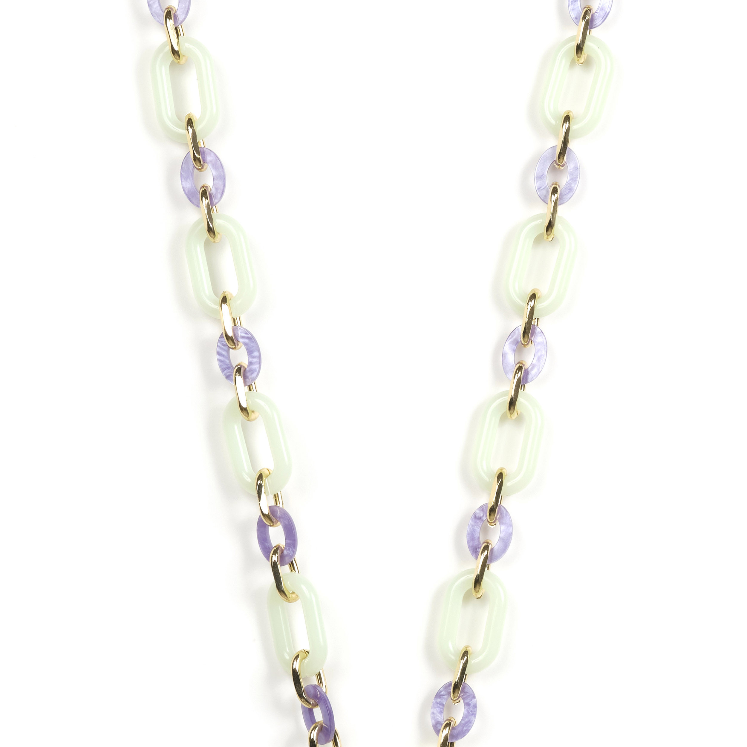 Chaîne maillons M 122cm Hong Kong - Vert d'eau & bleu