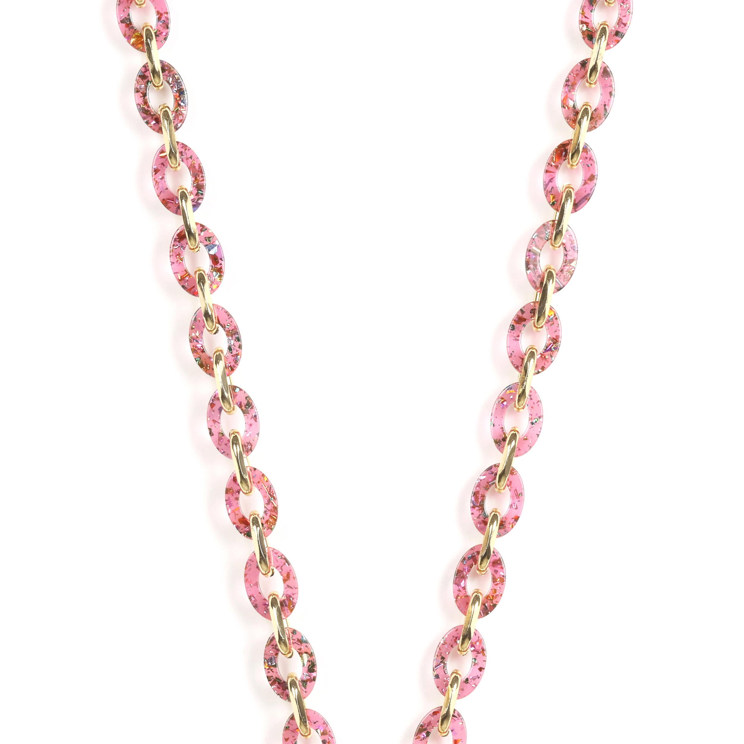 Chaîne maillons S 122cm Marseille - Rouge pailleté & or