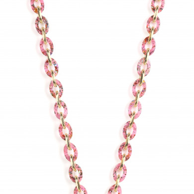 Chaîne maillons S 122cm Marseille - Rouge pailleté & or