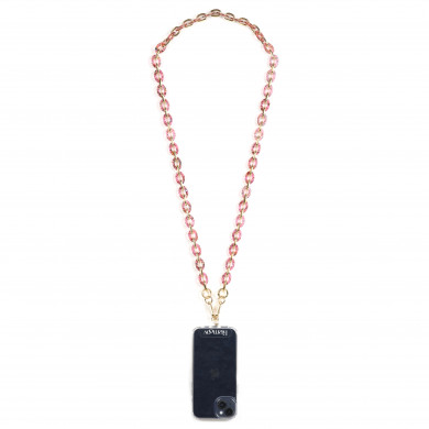 Chaîne maillons S 122cm Marseille - Rouge pailleté & or