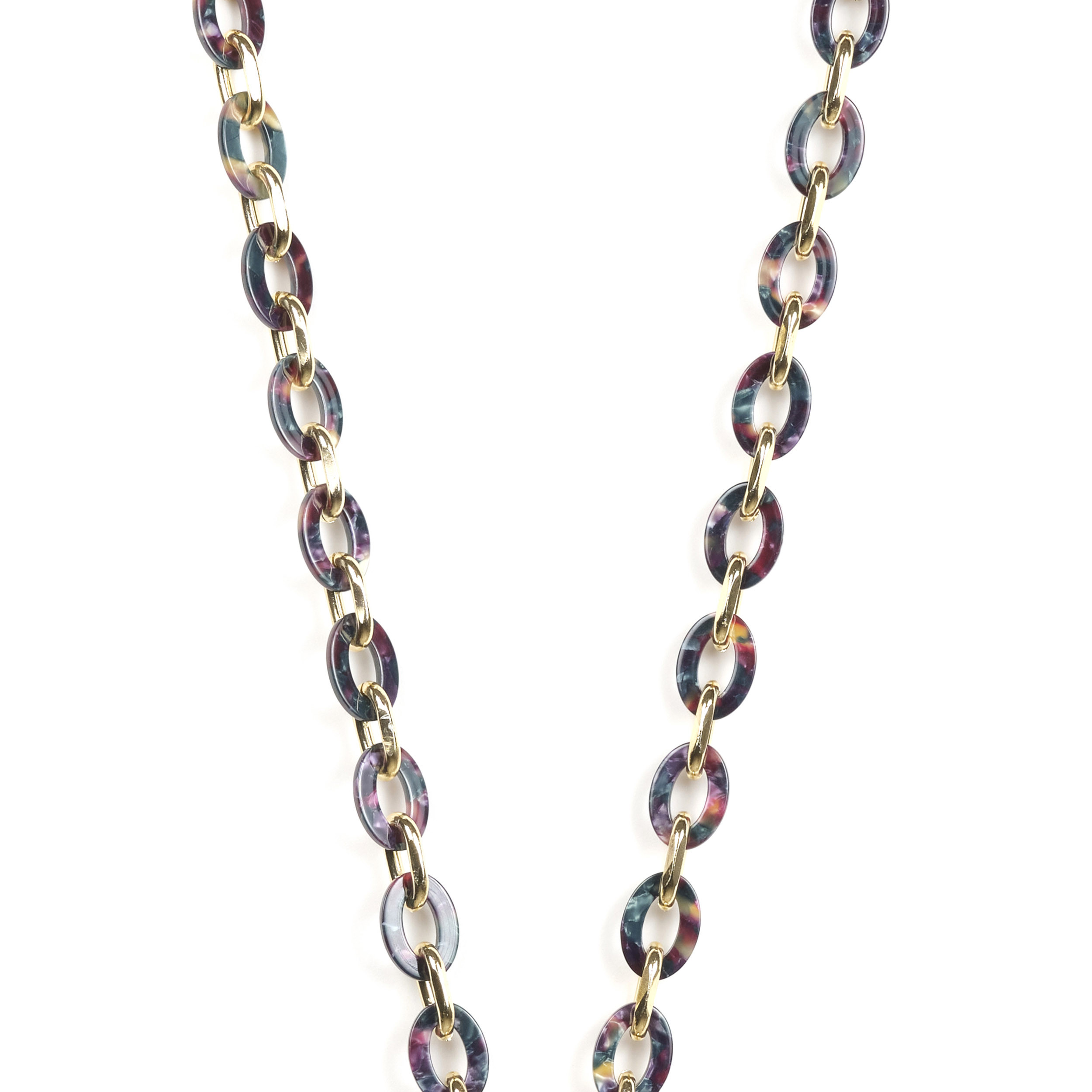 Chaîne maillons S 122cm Marseille - Violet multicolore & or