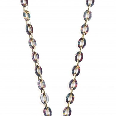Chaîne maillons S 122cm Marseille - Violet multicolore & or