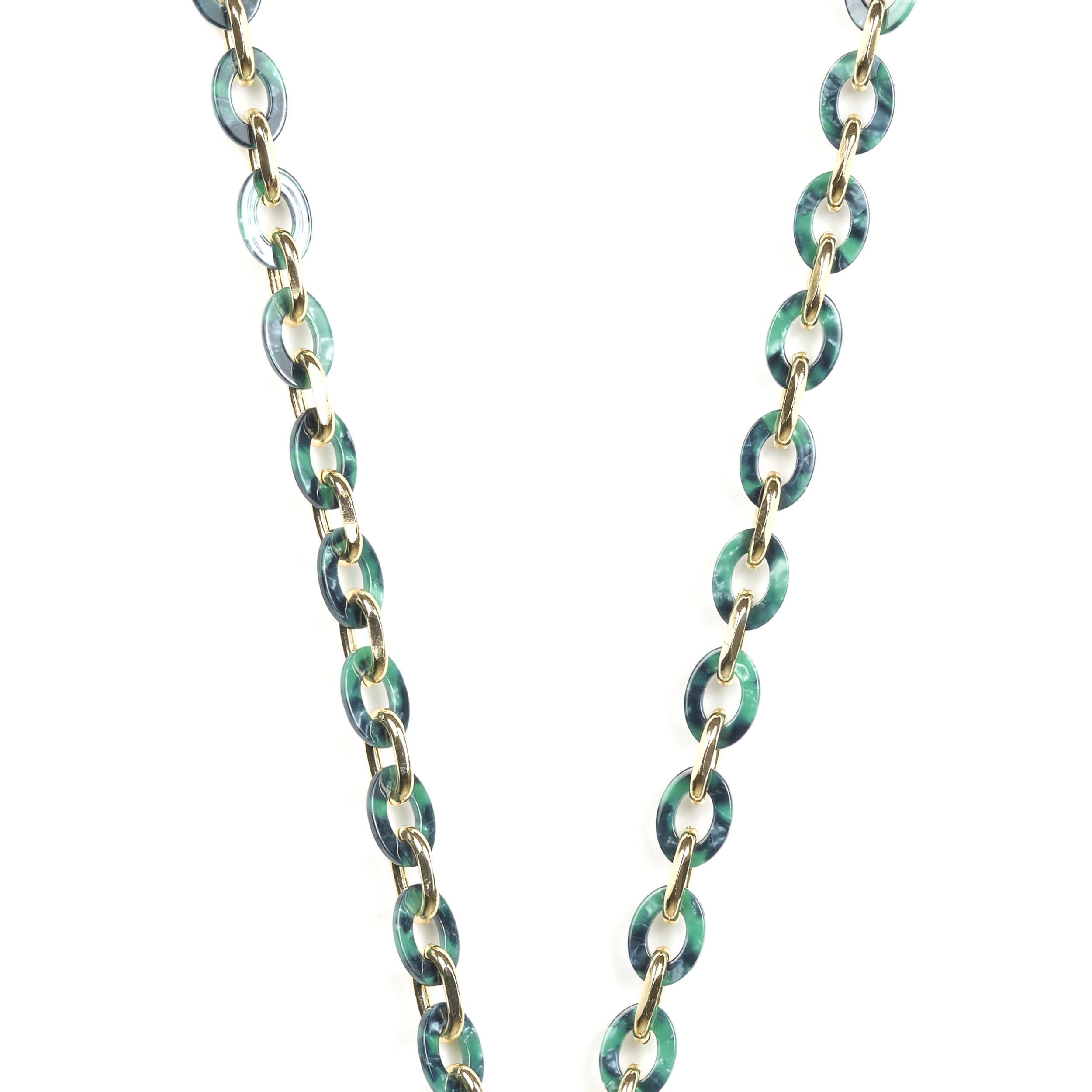 Chaîne maillons S 122cm Marseille - Vert & or