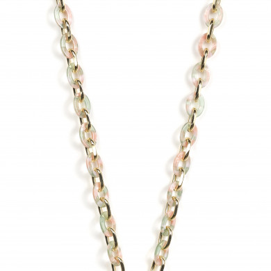 Chaîne maillons S 122cm Marseille - Vert, rose & or