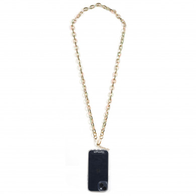 Chaîne maillons S 122cm Marseille - Vert, rose & or