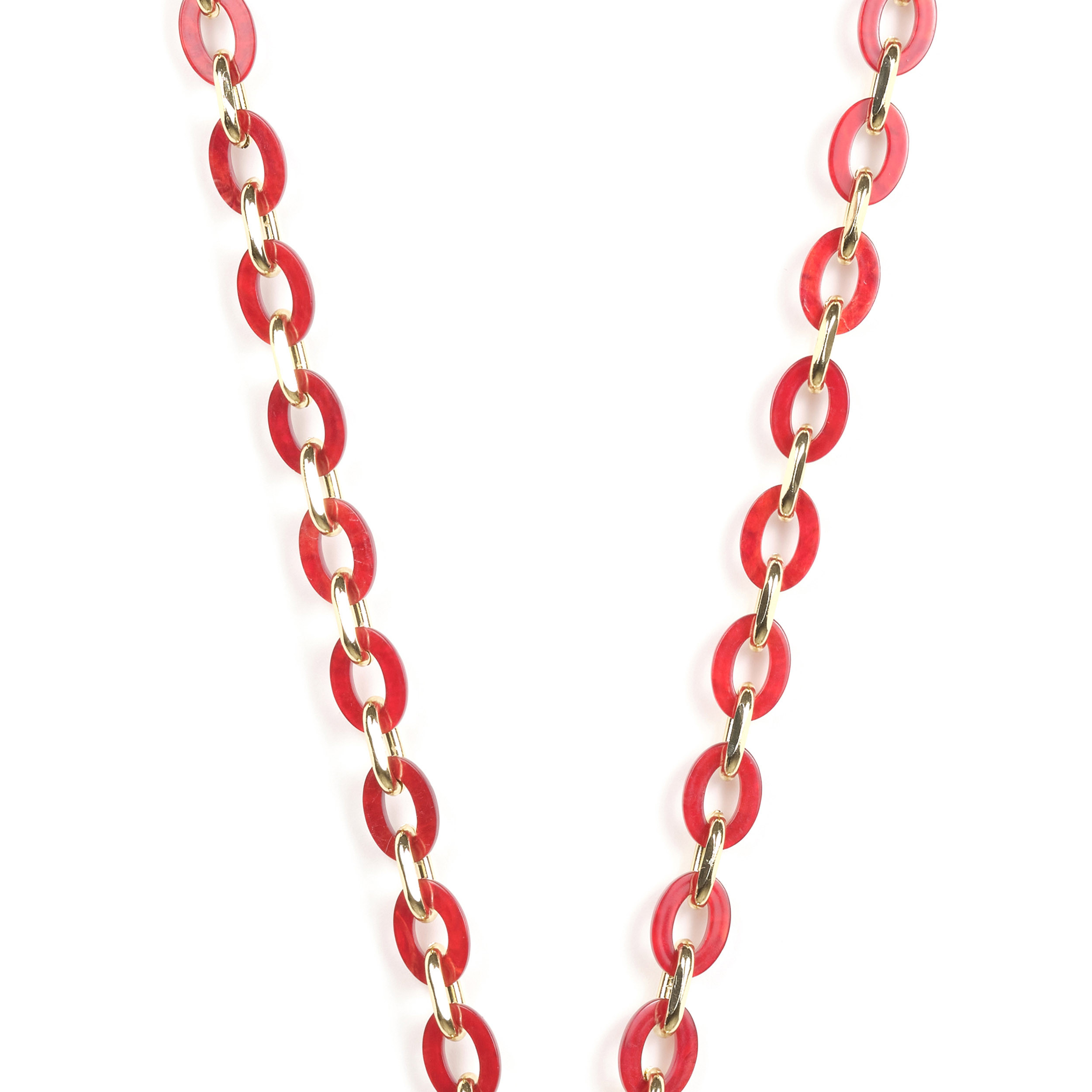 Chaîne maillons S 122cm Marseille - Rouge & or