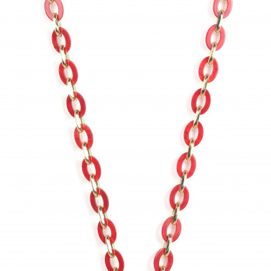 Chaîne maillons S 122cm Marseille - Rouge & or