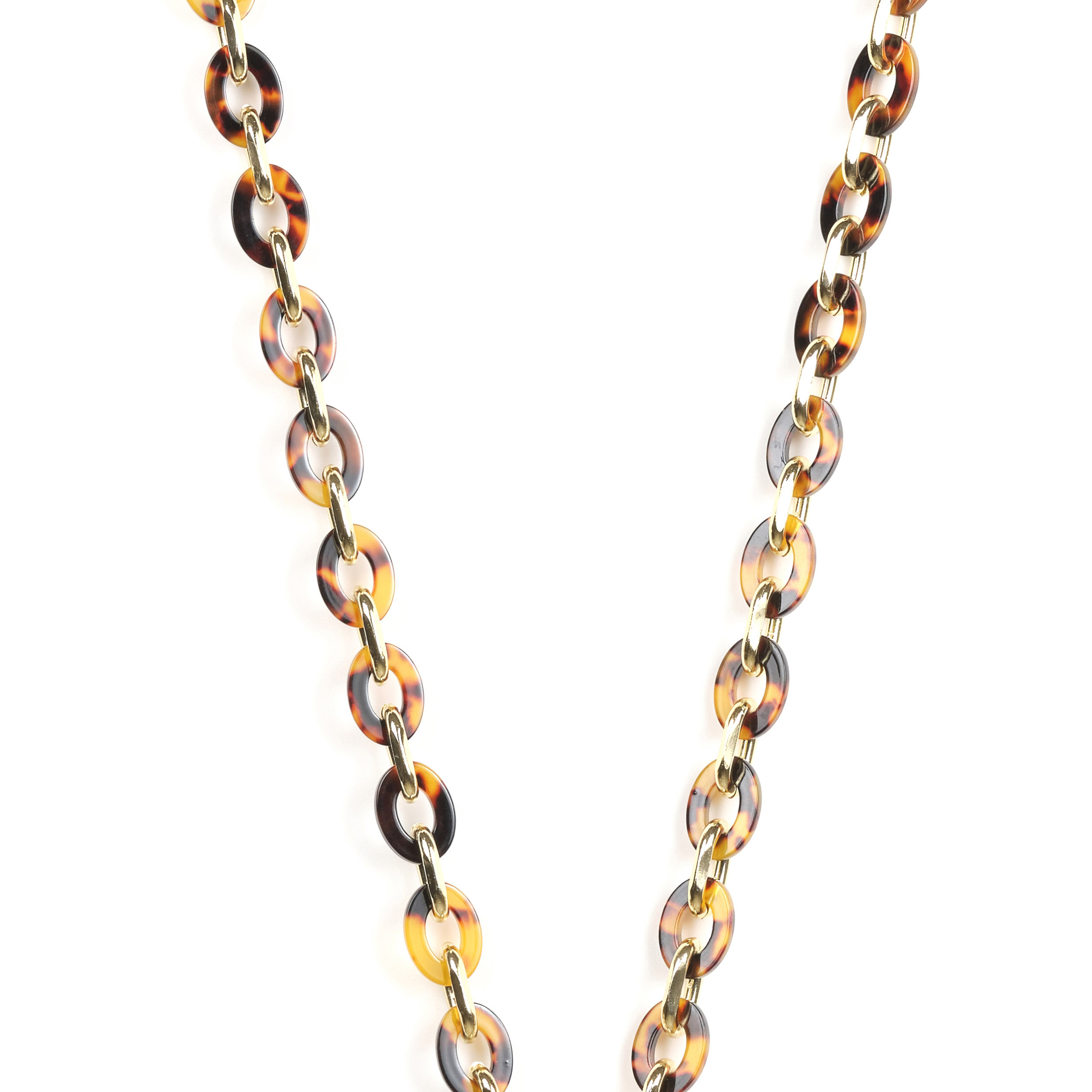 Chaîne maillons S 122cm Marseille - Ambre & or