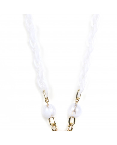 Chaîne maillons M 120cm Tokyo - Blanc translucide