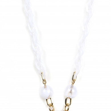 Chaîne maillons M 120cm Tokyo - Blanc translucide