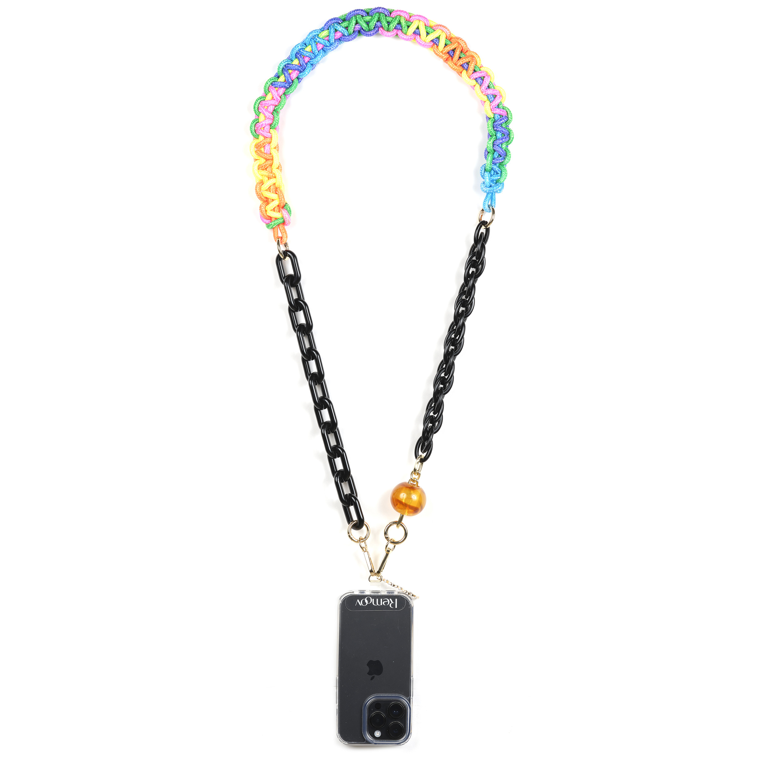 Chaîne triple maillons M 125cm Rome - Noir & multicolore