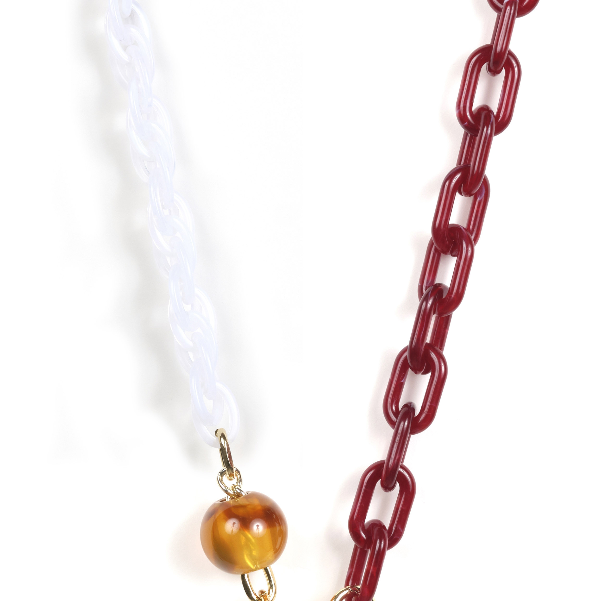 Chaîne triple maillons M 125cm Rome - Nuances de rouge & blanc