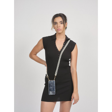 Chaîne perles 120cm Séville - Blanc nacré