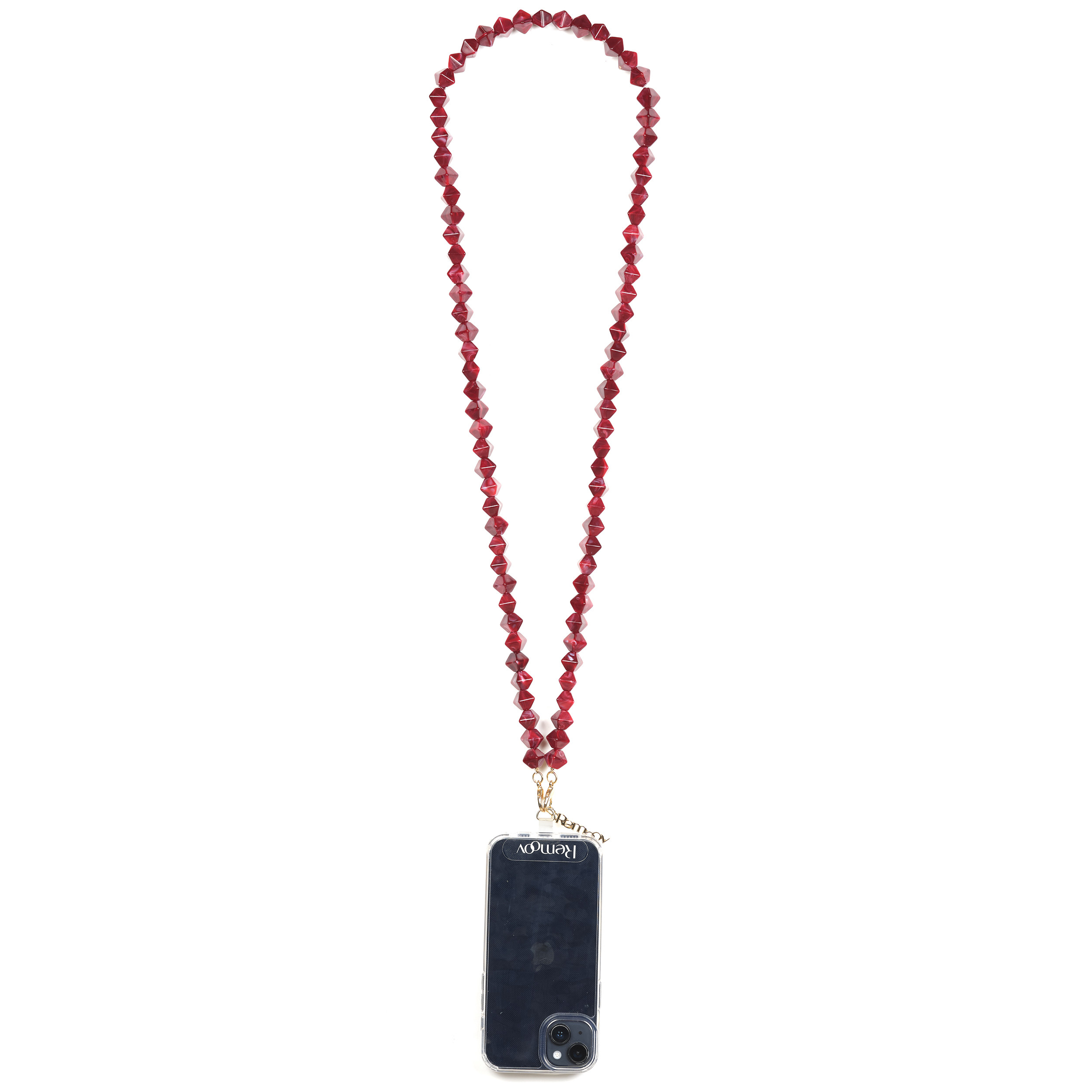 Chaîne perles 120cm Athènes - Rouge soutenu