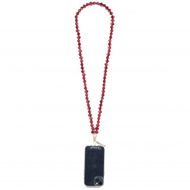 Chaîne perles 120cm Athènes - Rouge soutenu